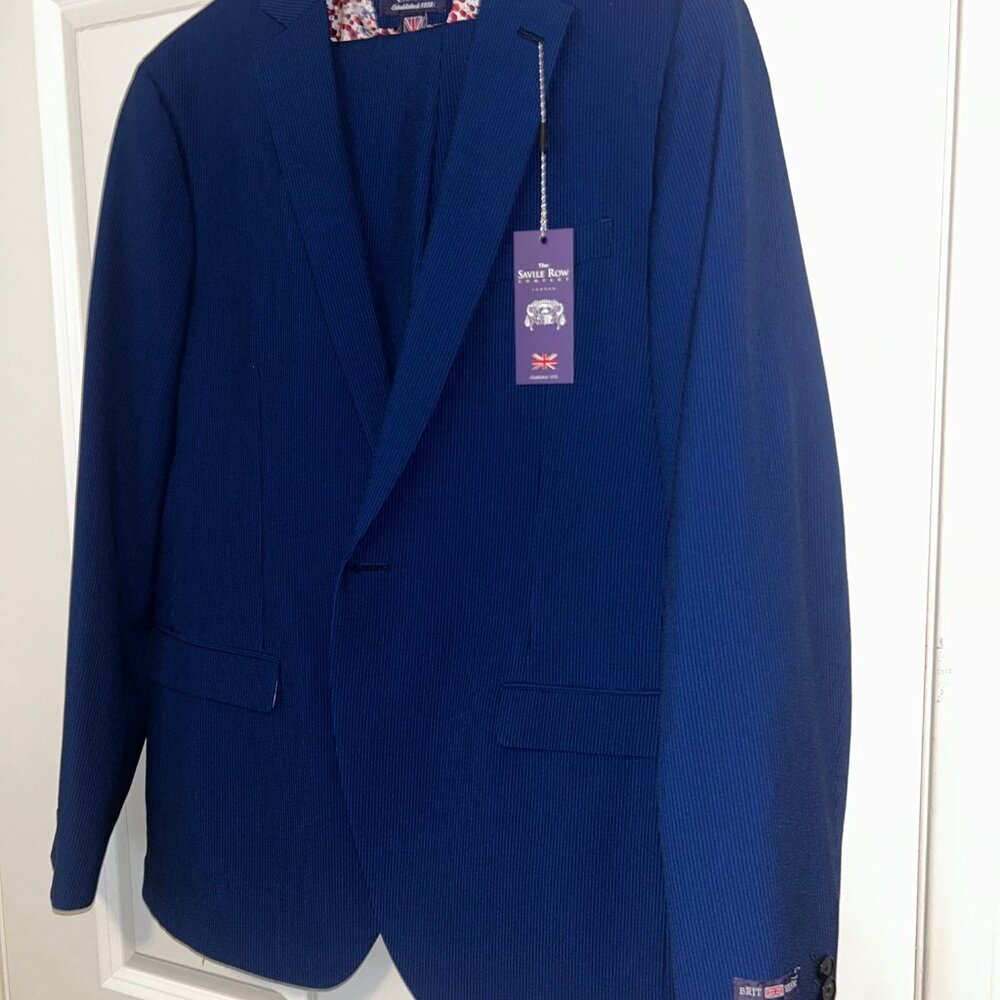 The Savile Row Suit. Size 42L. New with Tags. Brilliant Blue.